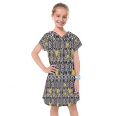 Zig Zag Stretched Goldsmere Gold Triangles Design By Kiekiestrickland  Kids  Drop Waist Dress by flipstylezfashionsLLC