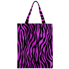 Zebra Stripes Pattern Trend Colors Black Pink Zipper Classic Tote Bag by EDDArt