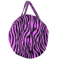 Zebra Stripes Pattern Trend Colors Black Pink Giant Round Zipper Tote by EDDArt