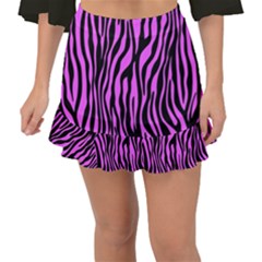 Zebra Stripes Pattern Trend Colors Black Pink Fishtail Mini Chiffon Skirt by EDDArt