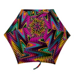 Multicolored Wave Distortion Zigzag Chevrons Mini Folding Umbrellas by EDDArt