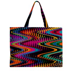 Multicolored Wave Distortion Zigzag Chevrons Zipper Mini Tote Bag by EDDArt