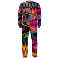 Multicolored Wave Distortion Zigzag Chevrons Onepiece Jumpsuit (men)  by EDDArt