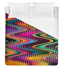 Multicolored Wave Distortion Zigzag Chevrons Duvet Cover (queen Size) by EDDArt