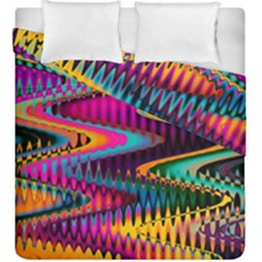Multicolored Wave Distortion Zigzag Chevrons Duvet Cover Double Side (king Size) by EDDArt