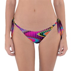 Multicolored Wave Distortion Zigzag Chevrons Reversible Bikini Bottom by EDDArt