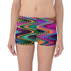 Multicolored Wave Distortion Zigzag Chevrons Reversible Boyleg Bikini Bottoms by EDDArt