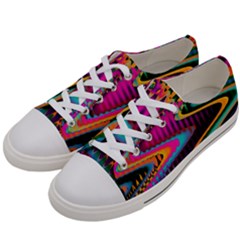 Multicolored Wave Distortion Zigzag Chevrons Women s Low Top Canvas Sneakers by EDDArt