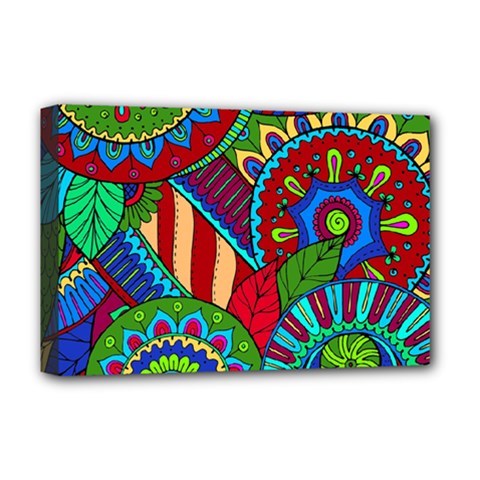 Pop Art Paisley Flowers Ornaments Multicolored 2 Deluxe Canvas 18  X 12   by EDDArt