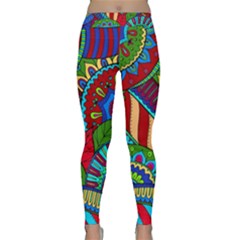 Pop Art Paisley Flowers Ornaments Multicolored 2 Classic Yoga Leggings by EDDArt