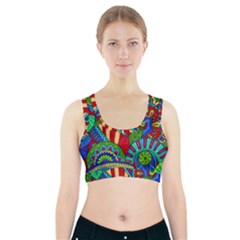 Pop Art Paisley Flowers Ornaments Multicolored 2 Sports Bra With Pocket by EDDArt