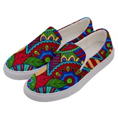 Pop Art Paisley Flowers Ornaments Multicolored 2 Men s Canvas Slip Ons by EDDArt