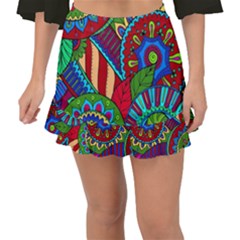 Pop Art Paisley Flowers Ornaments Multicolored 2 Fishtail Mini Chiffon Skirt by EDDArt