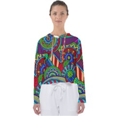 Pop Art Paisley Flowers Ornaments Multicolored 2 Women s Slouchy Sweat by EDDArt