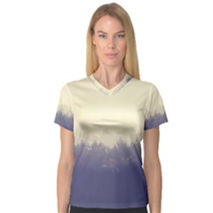 Cloudy Foggy Forest with pine trees V-Neck Sport Mesh Tee