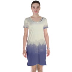 Cloudy Foggy Forest with pine trees Short Sleeve Nightdress