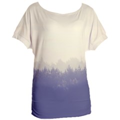 Cloudy Foggy Forest with pine trees Women s Oversized Tee