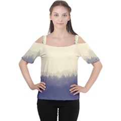 Cloudy Foggy Forest with pine trees Cutout Shoulder Tee