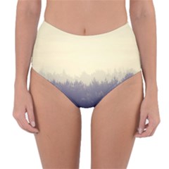 Cloudy Foggy Forest with pine trees Reversible High-Waist Bikini Bottoms