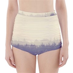 Cloudy Foggy Forest with pine trees High-Waisted Bikini Bottoms