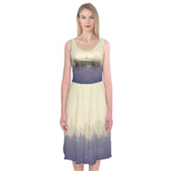 Cloudy Foggy Forest with pine trees Midi Sleeveless Dress