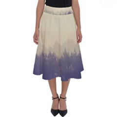 Cloudy Foggy Forest with pine trees Perfect Length Midi Skirt