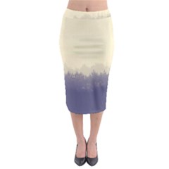 Cloudy Foggy Forest with pine trees Midi Pencil Skirt