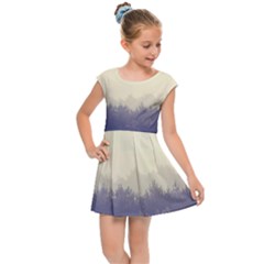 Cloudy Foggy Forest with pine trees Kids Cap Sleeve Dress