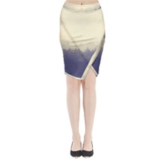 Cloudy Foggy Forest with pine trees Midi Wrap Pencil Skirt