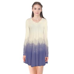 Cloudy Foggy Forest with pine trees Long Sleeve V-neck Flare Dress