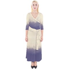 Cloudy Foggy Forest with pine trees Quarter Sleeve Wrap Maxi Dress