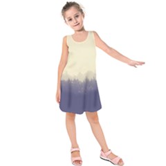 Cloudy Foggy Forest with pine trees Kids  Sleeveless Dress