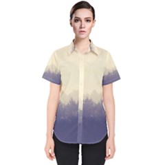 Cloudy Foggy Forest with pine trees Women s Short Sleeve Shirt