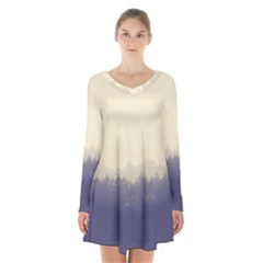 Cloudy Foggy Forest with pine trees Long Sleeve Velvet V-neck Dress