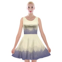 Cloudy Foggy Forest with pine trees Velvet Skater Dress