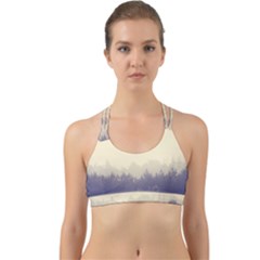 Cloudy Foggy Forest with pine trees Back Web Sports Bra