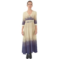 Cloudy Foggy Forest with pine trees Button Up Boho Maxi Dress