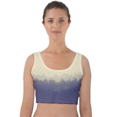 Cloudy Foggy Forest with pine trees Velvet Crop Top