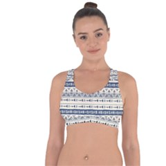 Native American Ornaments Watercolor Pattern Blue Cross String Back Sports Bra by EDDArt