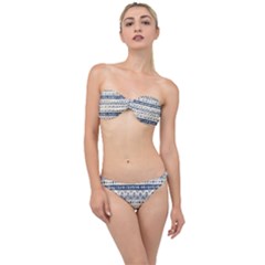 Native American Ornaments Watercolor Pattern Blue Classic Bandeau Bikini Set by EDDArt