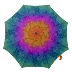 Fractal Batik Art Hippie Rainboe Colors 1 Hook Handle Umbrellas (large) by EDDArt