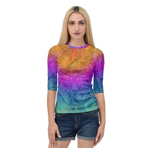 Fractal Batik Art Hippie Rainboe Colors 1 Quarter Sleeve Raglan Tee by EDDArt