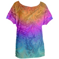 Fractal Batik Art Hippie Rainboe Colors 1 Women s Oversized Tee by EDDArt