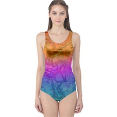 Fractal Batik Art Hippie Rainboe Colors 1 One Piece Swimsuit by EDDArt