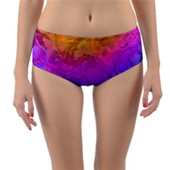 Fractal Batik Art Hippie Rainboe Colors 1 Reversible Mid-waist Bikini Bottoms by EDDArt