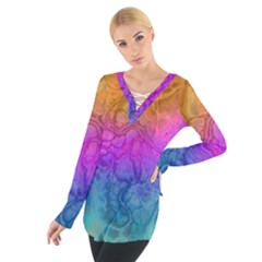 Fractal Batik Art Hippie Rainboe Colors 1 Tie Up Tee by EDDArt