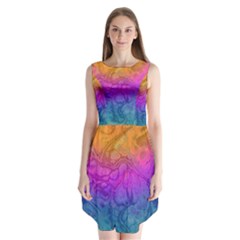 Fractal Batik Art Hippie Rainboe Colors 1 Sleeveless Chiffon Dress   by EDDArt