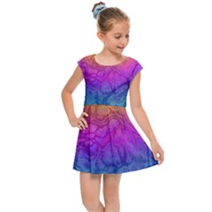 Fractal Batik Art Hippie Rainboe Colors 1 Kids Cap Sleeve Dress by EDDArt