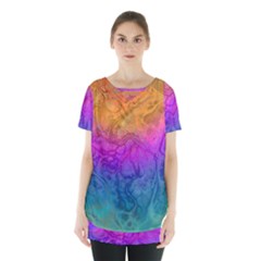 Fractal Batik Art Hippie Rainboe Colors 1 Skirt Hem Sports Top by EDDArt