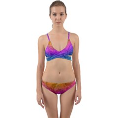 Fractal Batik Art Hippie Rainboe Colors 1 Wrap Around Bikini Set by EDDArt